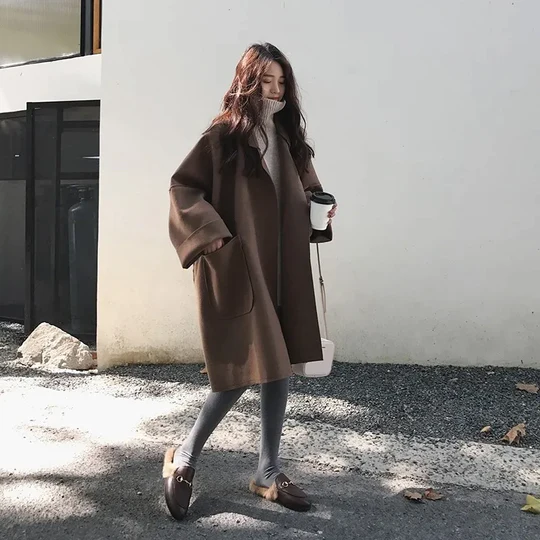 Oversized Cardigan | Öppen front | Fickor | Lång Cardigan | Coatigan för kvinnor