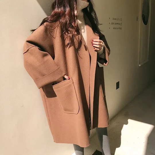 Oversized Cardigan | Öppen front | Fickor | Lång Cardigan | Coatigan för kvinnor