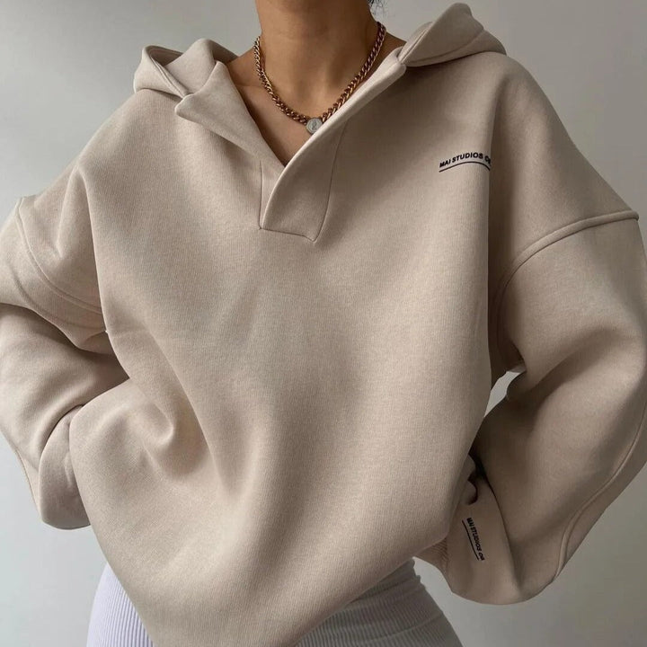 Oversized Hoodie | Varm | V-ringad | Pullover Hoodie | Hoodie för kvinnor