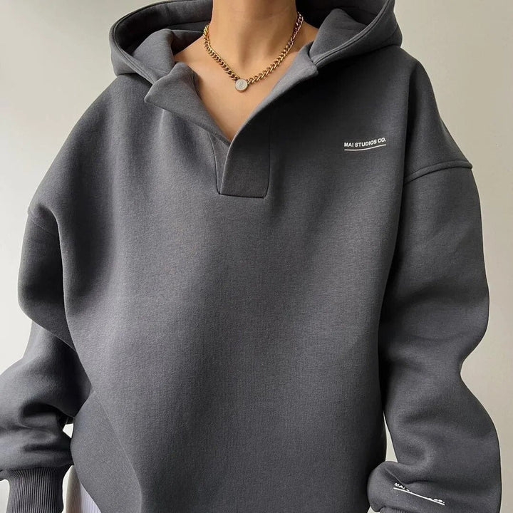 Oversized Hoodie | Varm | V-ringad | Pullover Hoodie | Hoodie för kvinnor