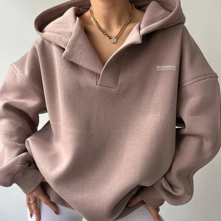 Oversized Hoodie | Varm | V-ringad | Pullover Hoodie | Hoodie för kvinnor