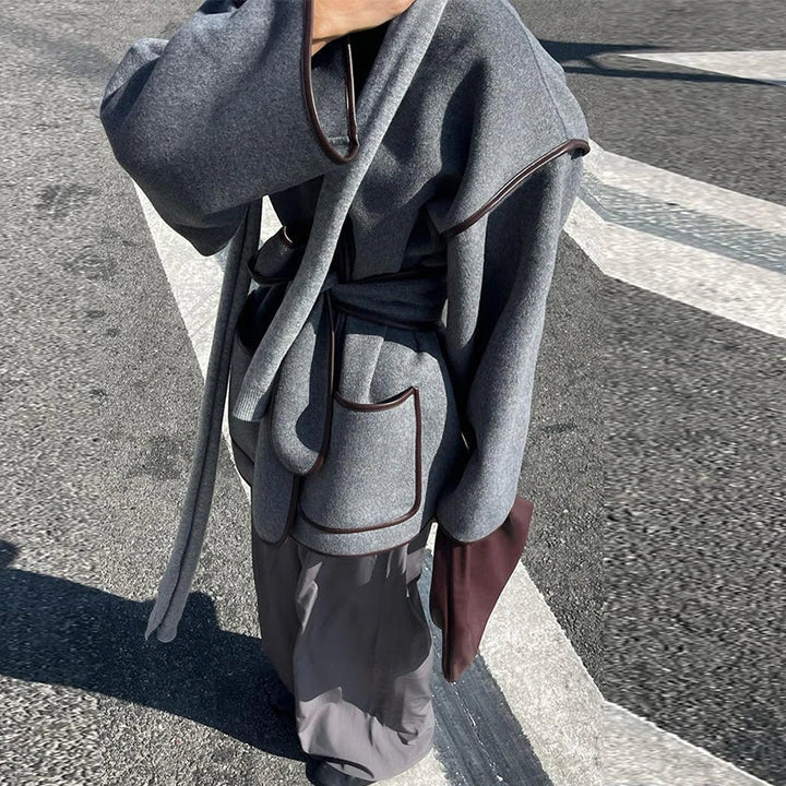 Oversized Jacka | Grå | Bälte | Höstjacka | Damjackor