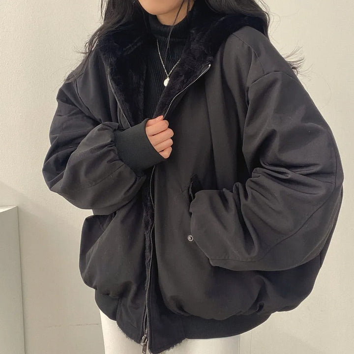 Oversized Jacka | Pälsfodrad | Dragkedja | Vinterbomberjacka | Vinterjacka för dam