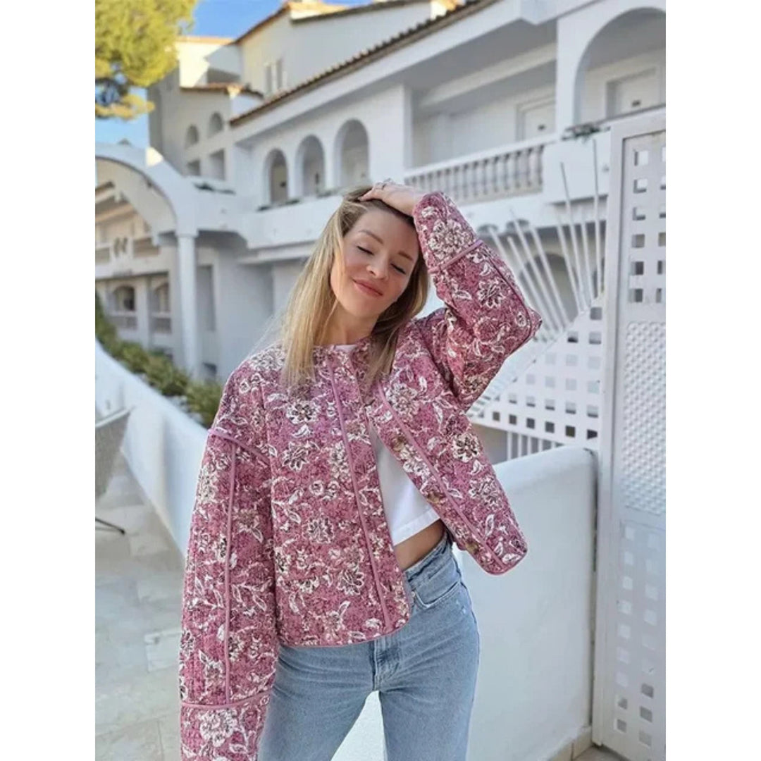 Oversized Jacka - Rosa quiltad jacka med lös passform för kvinnor
