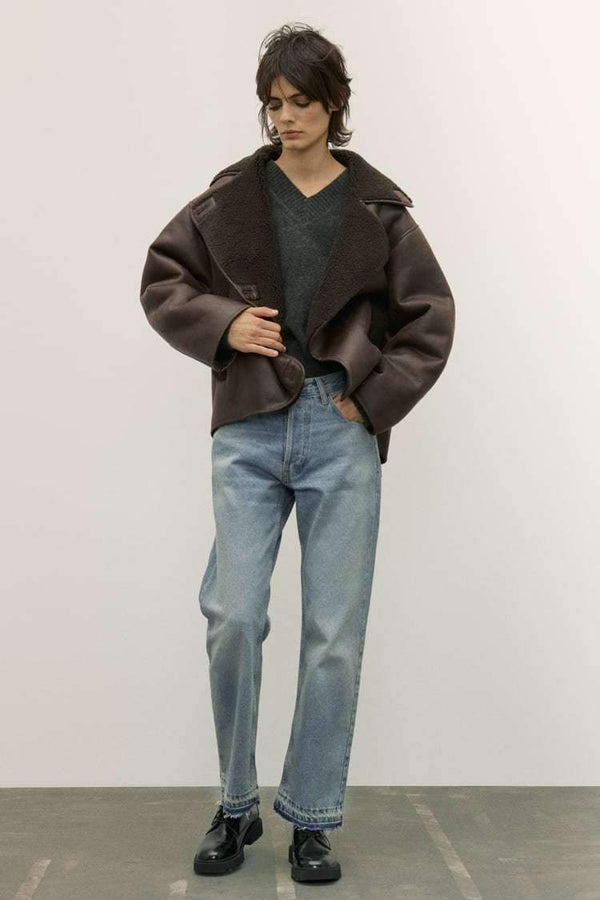 Oversized Jacket - Pälsfodrad Vinterjacka i läder för Kvinnor