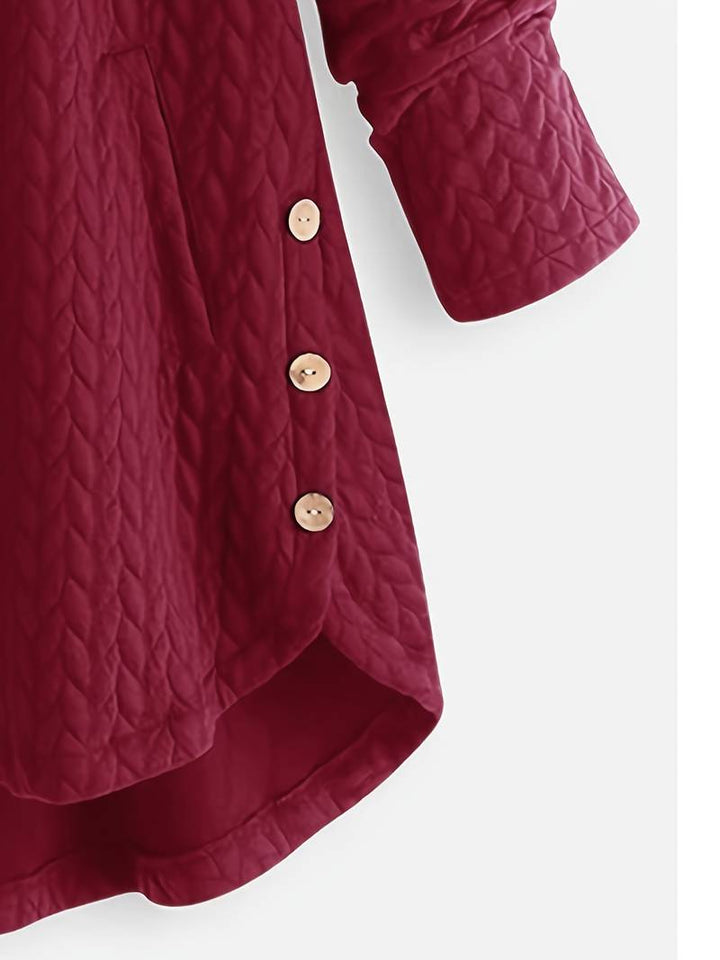 Oversized Jacket - Varm vinterjacka med huva och knappar för kvinnor