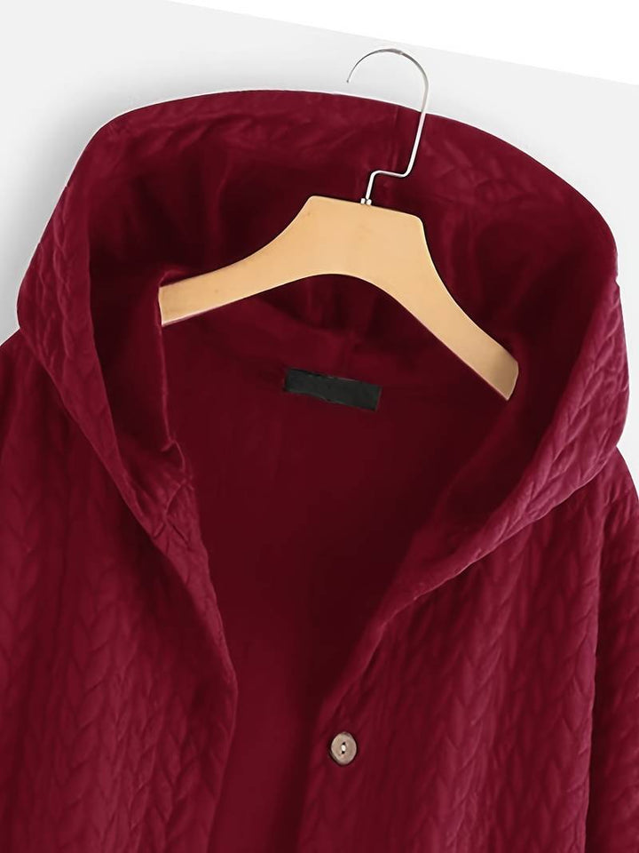 Oversized Jacket - Varm vinterjacka med huva och knappar för kvinnor