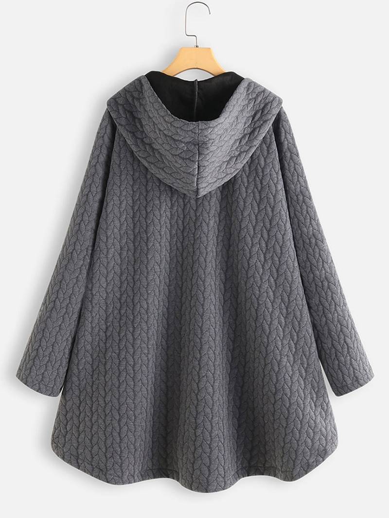 Oversized Jacket - Varm vinterjacka med huva och knappar för kvinnor