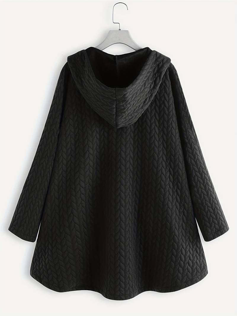 Oversized Jacket - Varm vinterjacka med huva och knappar för kvinnor