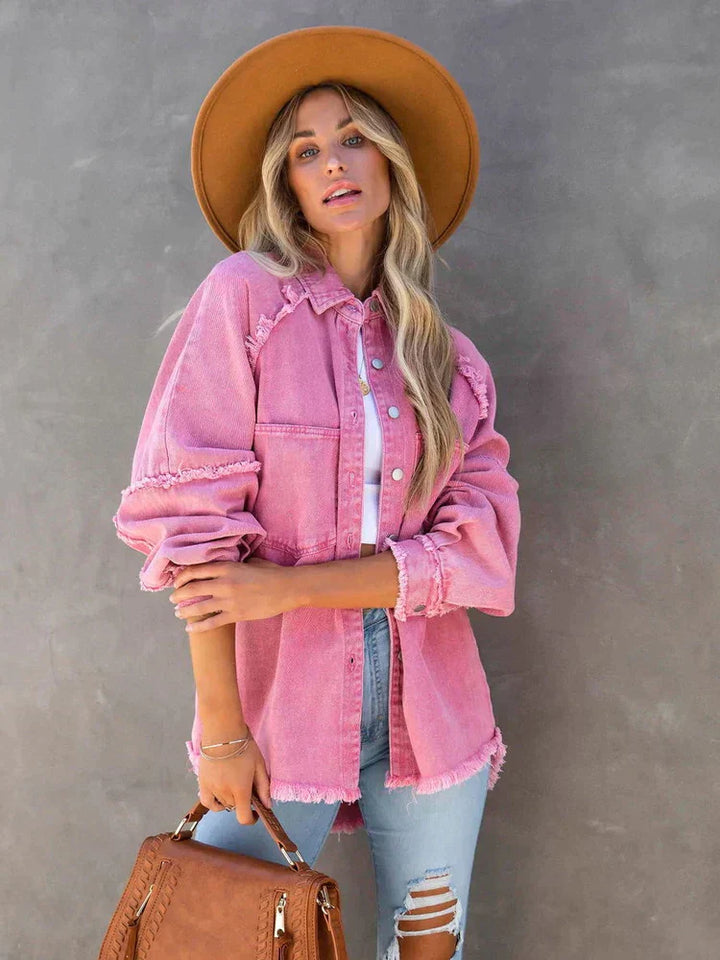 Oversized Jeansjacka - Loose Fit - Ripped - Jeansjacka - Damjacka