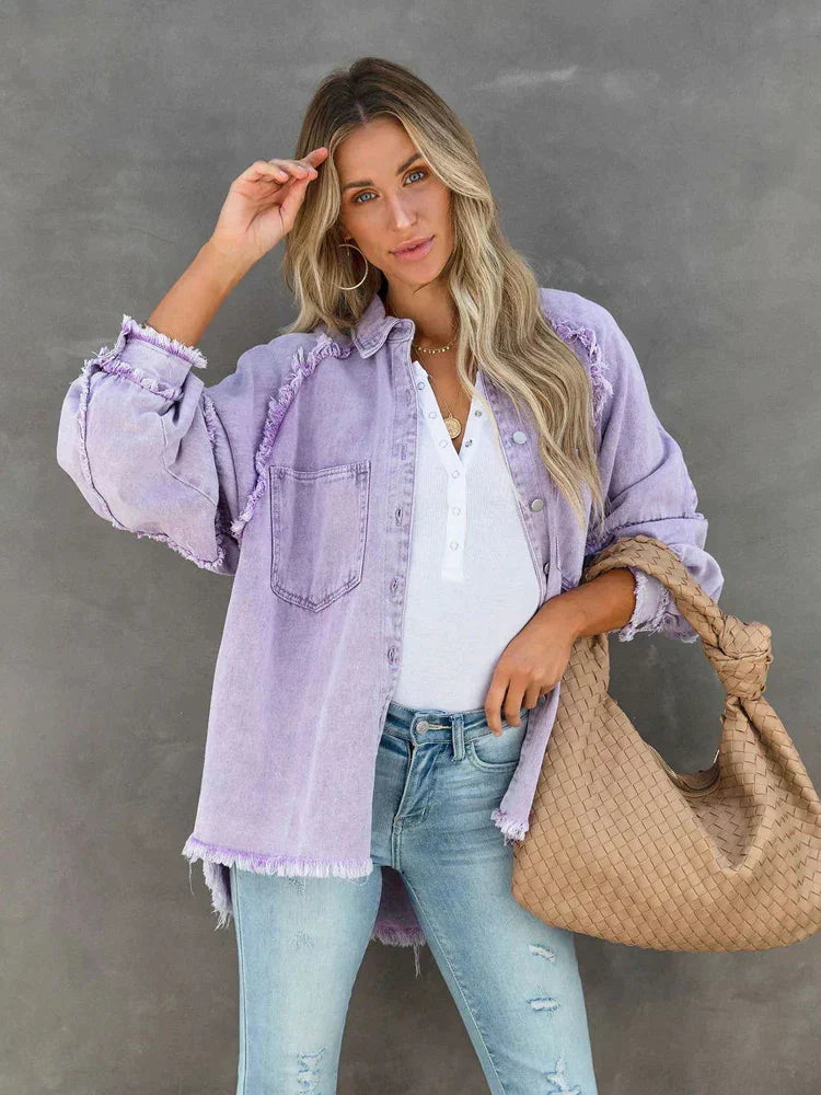 Oversized Jeansjacka - Loose Fit - Ripped - Jeansjacka - Damjacka