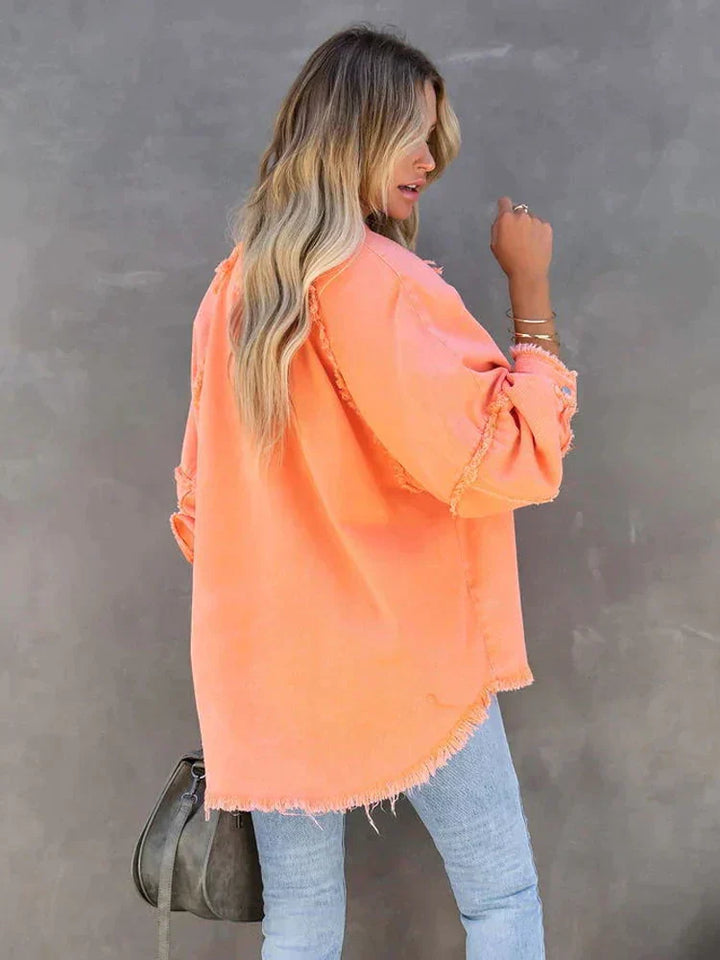 Oversized Jeansjacka - Loose Fit - Ripped - Jeansjacka - Damjacka