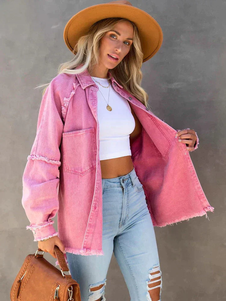 Oversized Jeansjacka - Loose Fit - Ripped - Jeansjacka - Damjacka