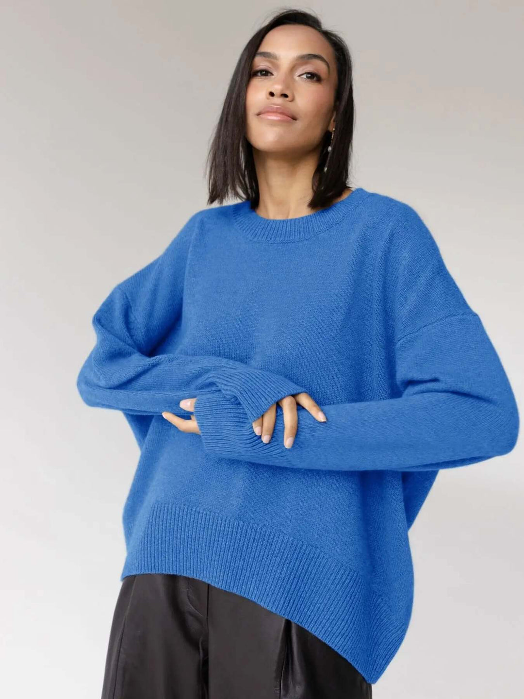 Oversized Jumper | Rund hals | Pullover | Stickad tröja | Damstickat