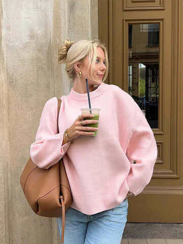 Oversized Jumper | Rund hals | Pullover | Stickad tröja | Damstickat