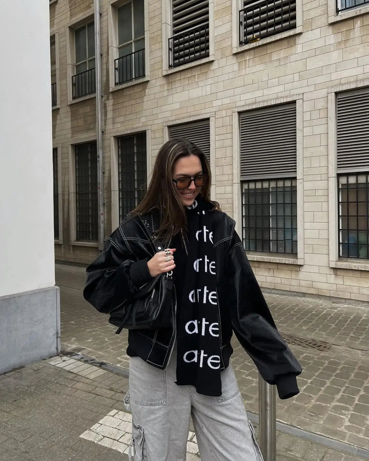 Oversized Skinnjacka | Zip-Up | Loose Fit | Bomberjacka i skinn | Damjacka