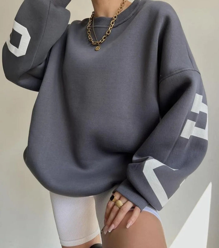 Oversized Sweatshirt - Mysig Loose Fit Pullover Sweatshirt för Kvinnor