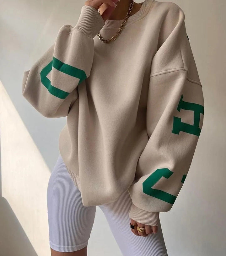 Oversized Sweatshirt - Mysig Loose Fit Pullover Sweatshirt för Kvinnor