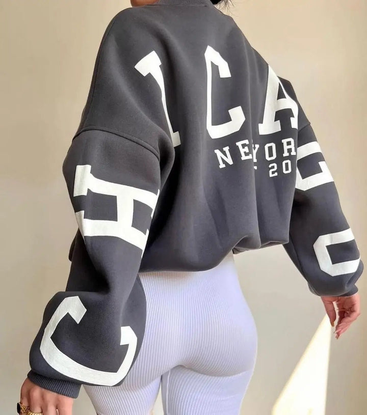 Oversized Sweatshirt - Mysig Loose Fit Pullover Sweatshirt för Kvinnor
