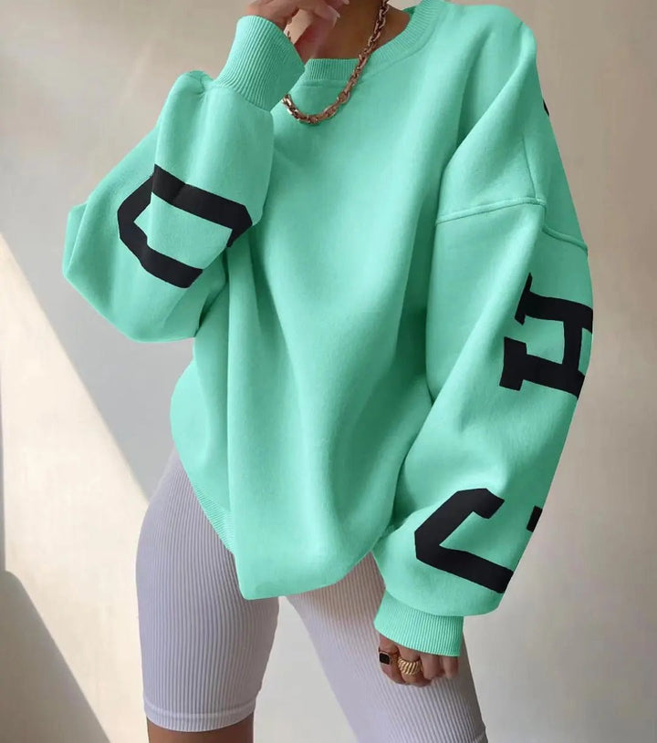 Oversized Sweatshirt - Mysig Loose Fit Pullover Sweatshirt för Kvinnor
