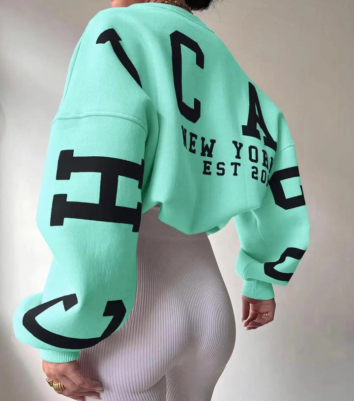 Oversized Sweatshirt - Mysig Loose Fit Pullover Sweatshirt för Kvinnor
