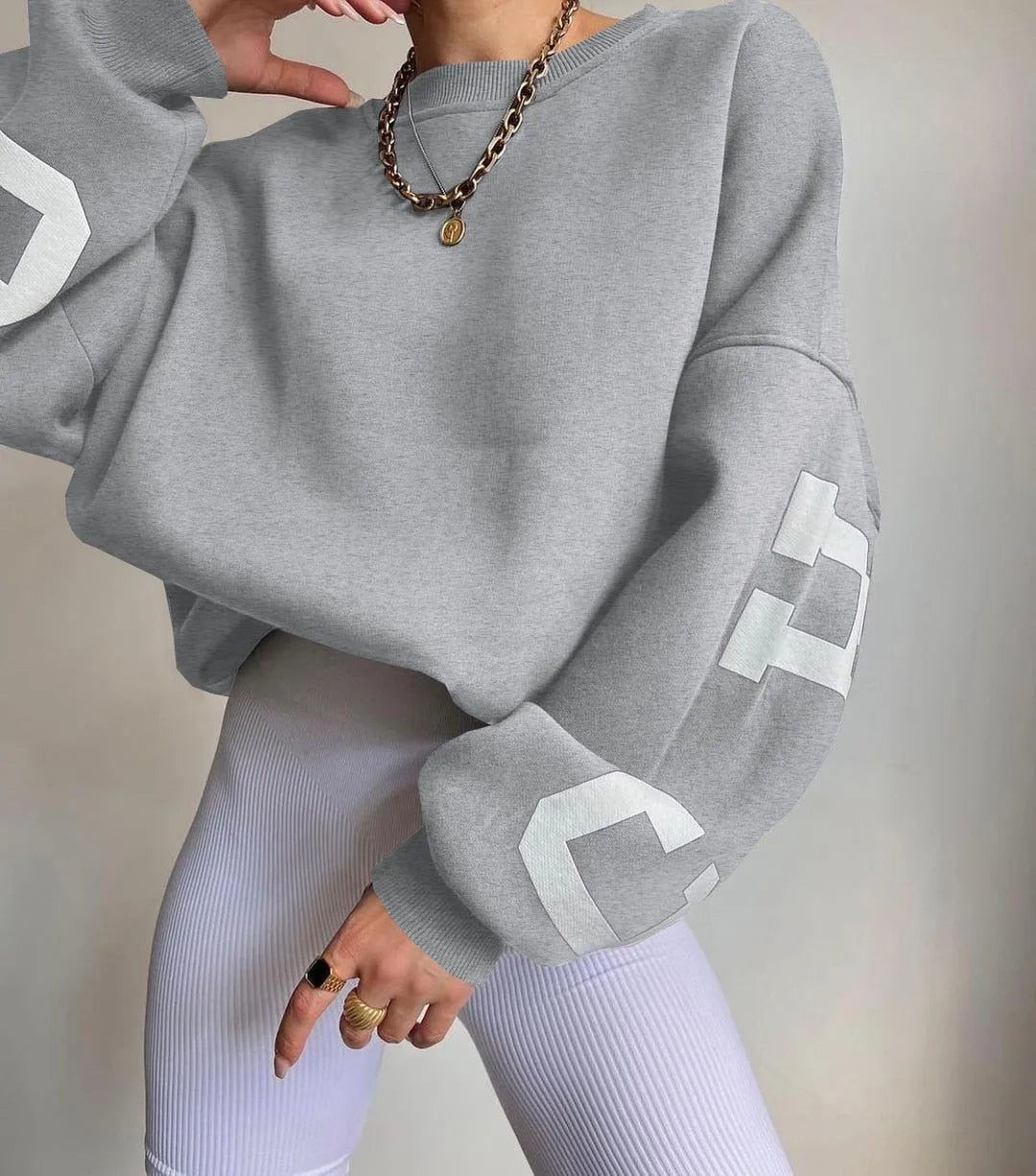 Oversized Sweatshirt - Mysig Loose Fit Pullover Sweatshirt för Kvinnor