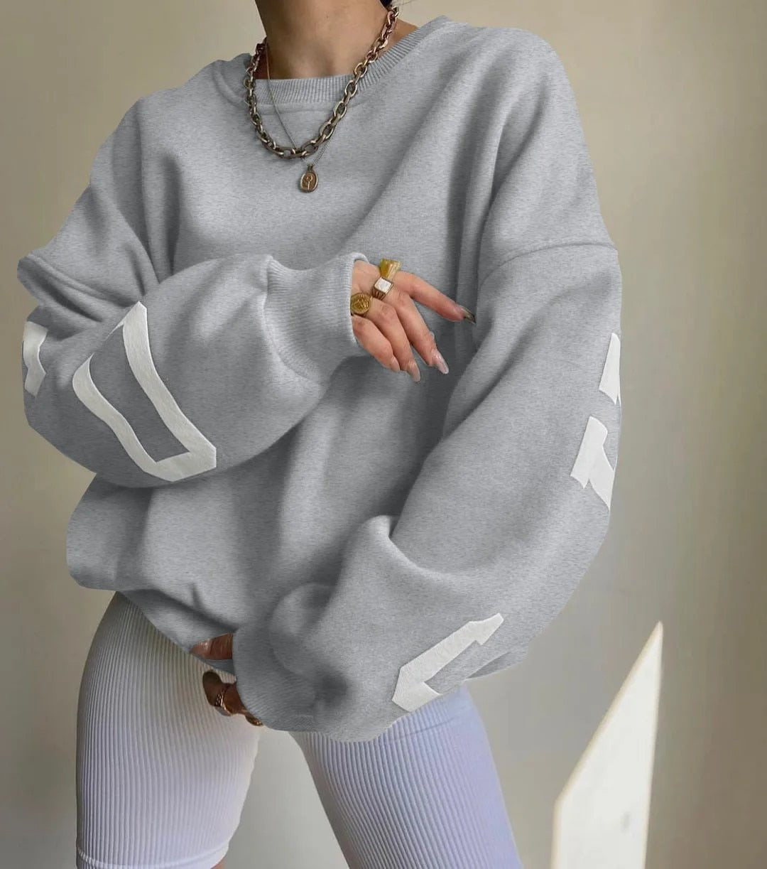 Oversized Sweatshirt - Mysig Loose Fit Pullover Sweatshirt för Kvinnor