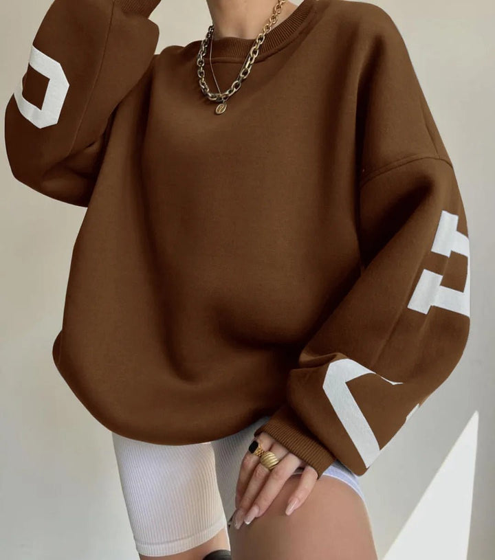 Oversized Sweatshirt - Mysig Loose Fit Pullover Sweatshirt för Kvinnor