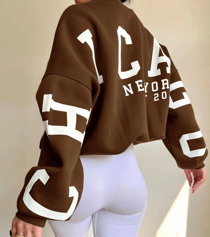 Oversized Sweatshirt - Mysig Loose Fit Pullover Sweatshirt för Kvinnor