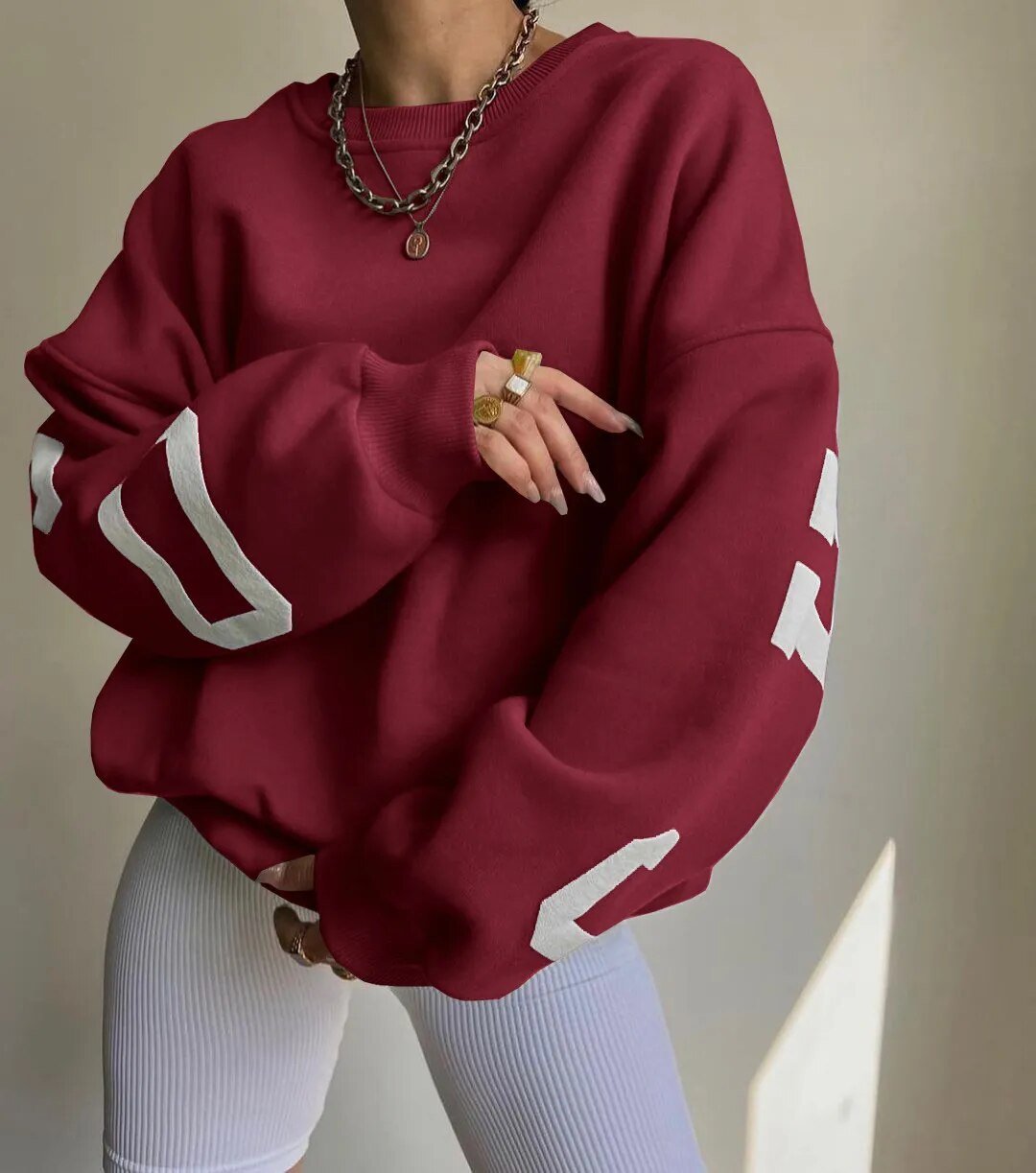 Oversized Sweatshirt - Mysig Loose Fit Pullover Sweatshirt för Kvinnor