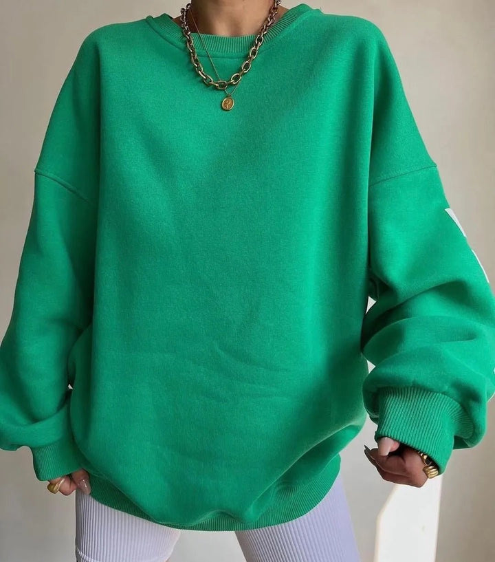 Oversized Sweatshirt - Mysig Loose Fit Pullover Sweatshirt för Kvinnor