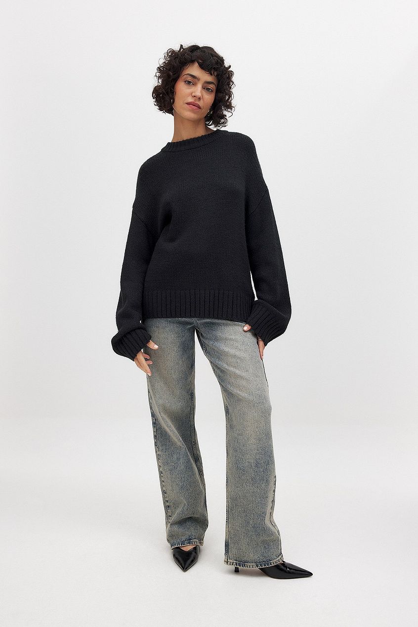 Oversized Tröja | Crew Neck | Loose Fit | Stickad Jumper | Stickad Damtröja