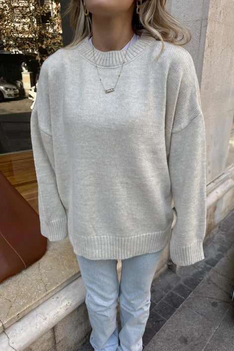 Oversized Tröja | Crew Neck | Loose Fit | Stickad Jumper | Stickad Damtröja
