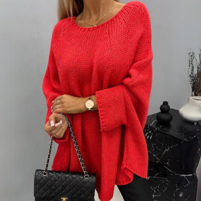 Oversized Tröja - Loose Fit - Bekväm - Stickad Tröja - Damstickat