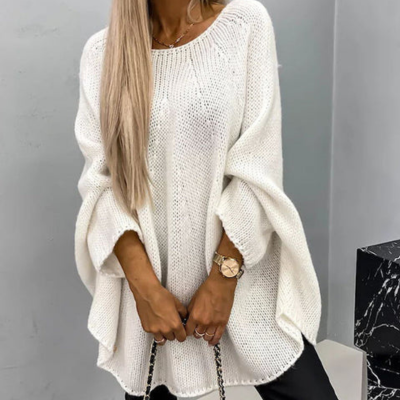 Oversized Tröja - Loose Fit - Bekväm - Stickad Tröja - Damstickat