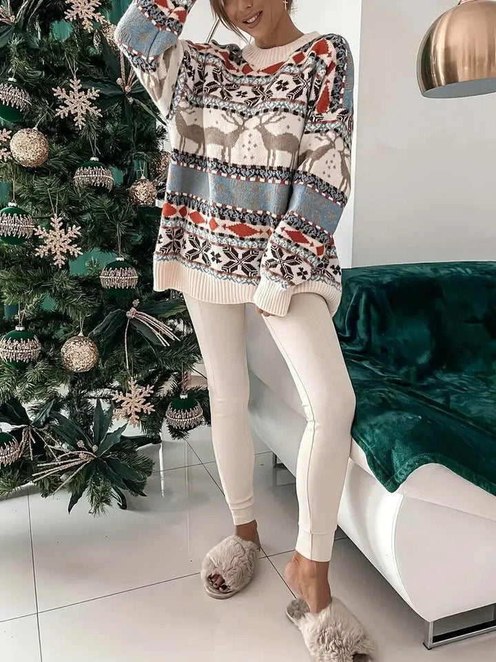Oversized Tröja - Loose Fit - Stickad - Jultröja - Damtröja
