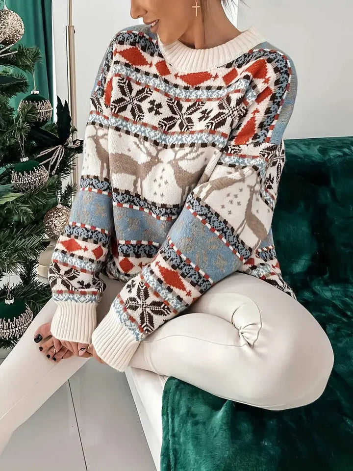 Oversized Tröja - Loose Fit - Stickad - Jultröja - Damtröja