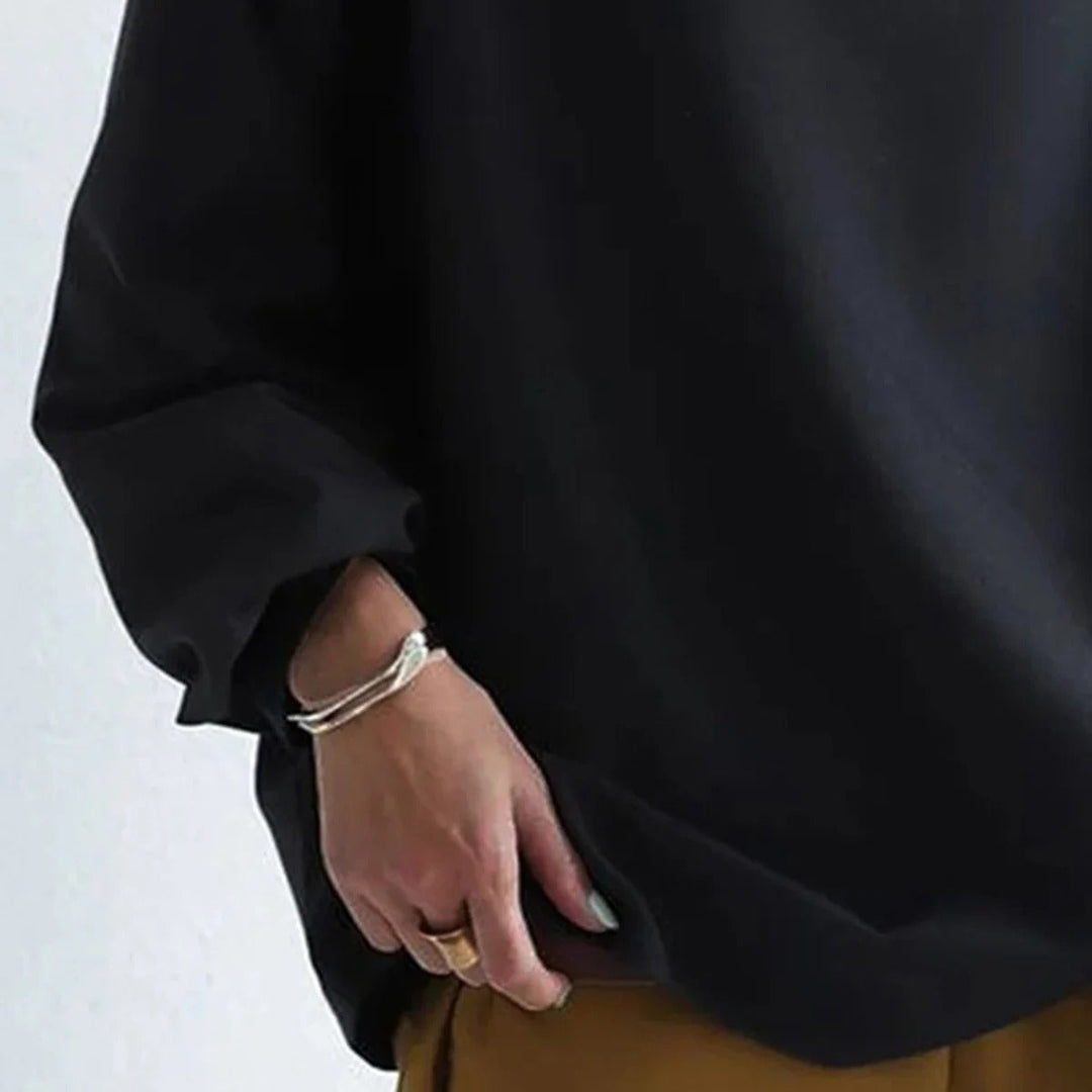 Oversized Tröja | Svart | Långärmad | Höghalsad Pullover | Damkläder
