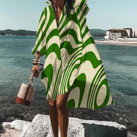 Oversized klänning - Långärmad - Löst sittande - Skjortklänning - Sommarklänning