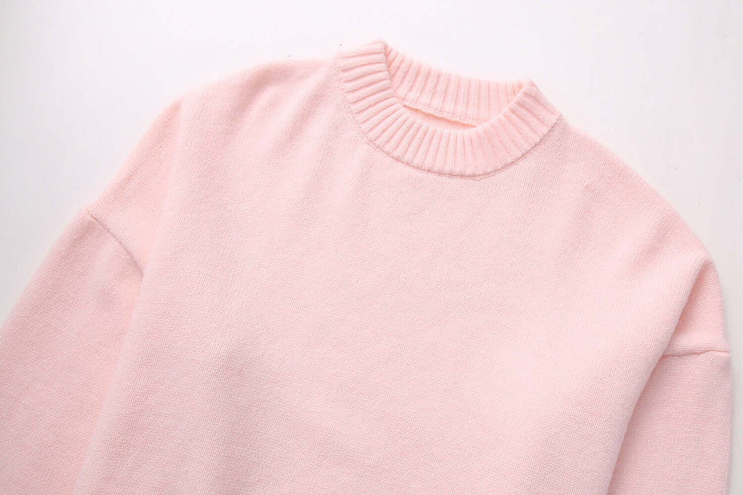 Oversized tröja - Rosa - Rund hals - Oversized pullover - Stickade plagg för damer