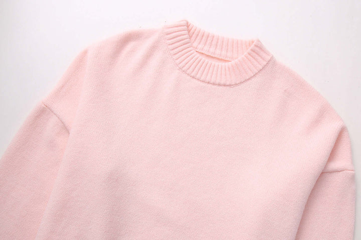Oversized tröja - Rosa - Rund hals - Oversized pullover - Stickade plagg för damer