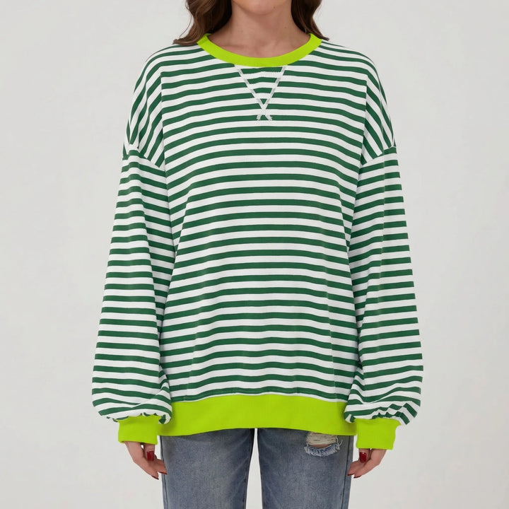 Oversize randig rundhalsad sweatshirt - Holly