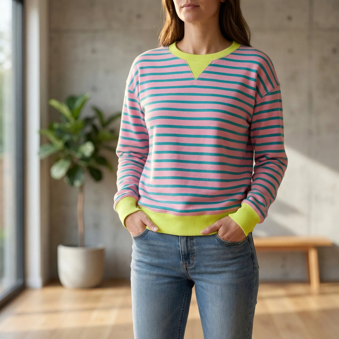 Oversize randig rundhalsad sweatshirt - Holly