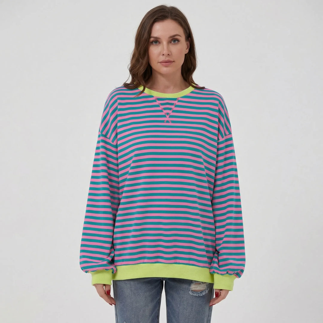 Oversize randig rundhalsad sweatshirt - Holly