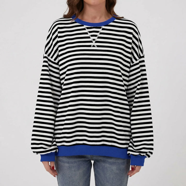 Oversize randig rundhalsad sweatshirt - Holly