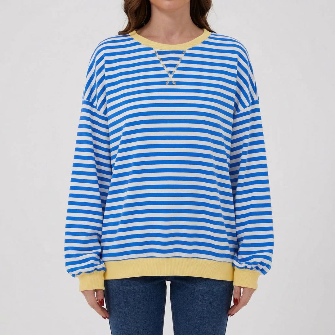 Oversize randig rundhalsad sweatshirt - Holly