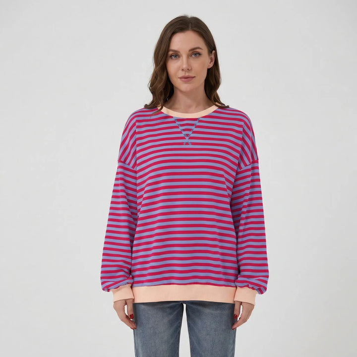 Oversize randig rundhalsad sweatshirt - Holly