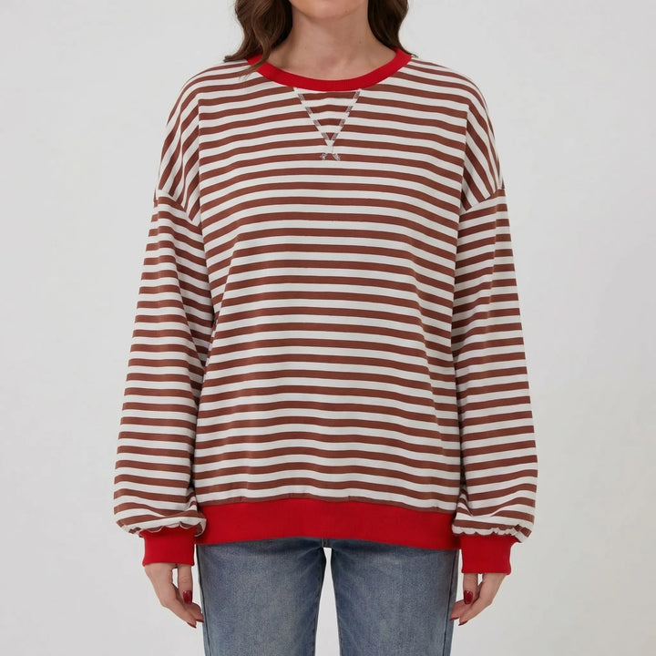 Oversize randig rundhalsad sweatshirt - Holly