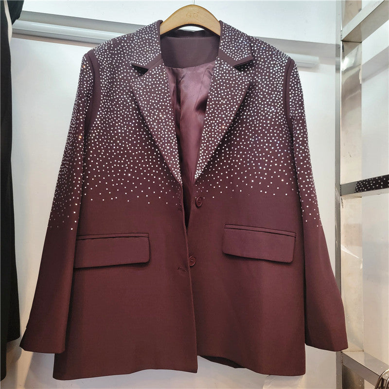 Paljettblazer | Oversized | Lång | Svart Blazer | Blazer för Kvinnor