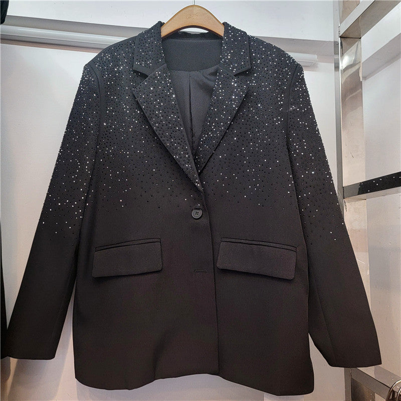 Paljettblazer | Oversized | Lång | Svart Blazer | Blazer för Kvinnor